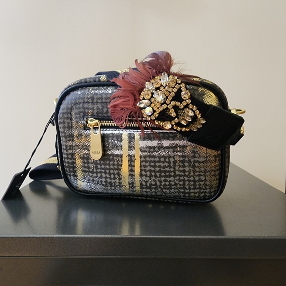 GUM DESIGN Grey Cross-body bag removable shoulder strap golden skull jew… - Picture 2 of 9